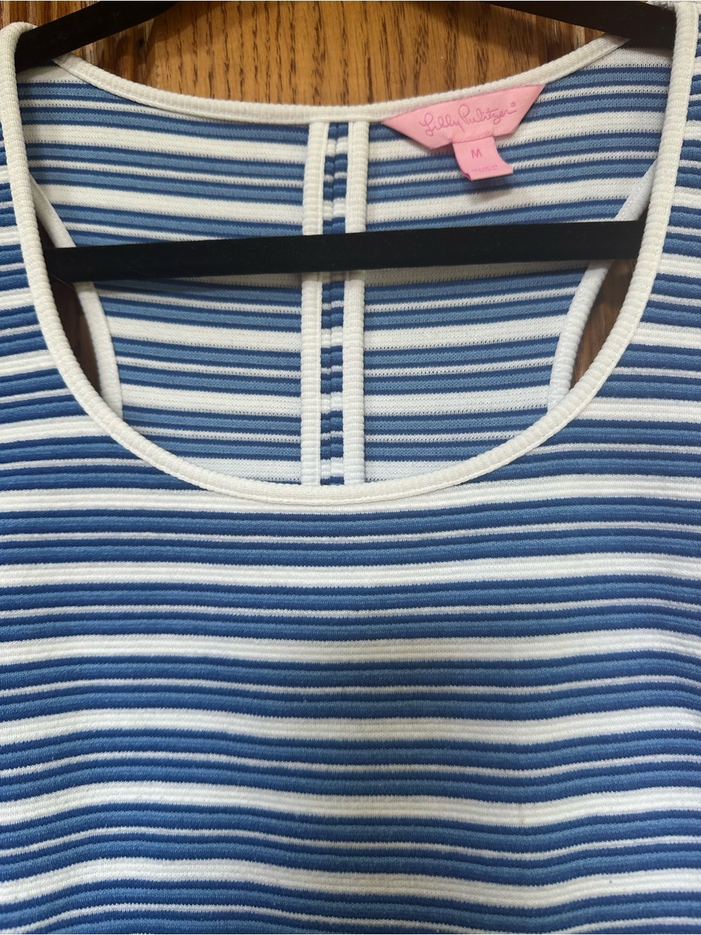 EUC Lilly Pulitzer Lyla Striped Shift Dress Blue White Ottoman Knit Racerback M - Picture 5 of 10